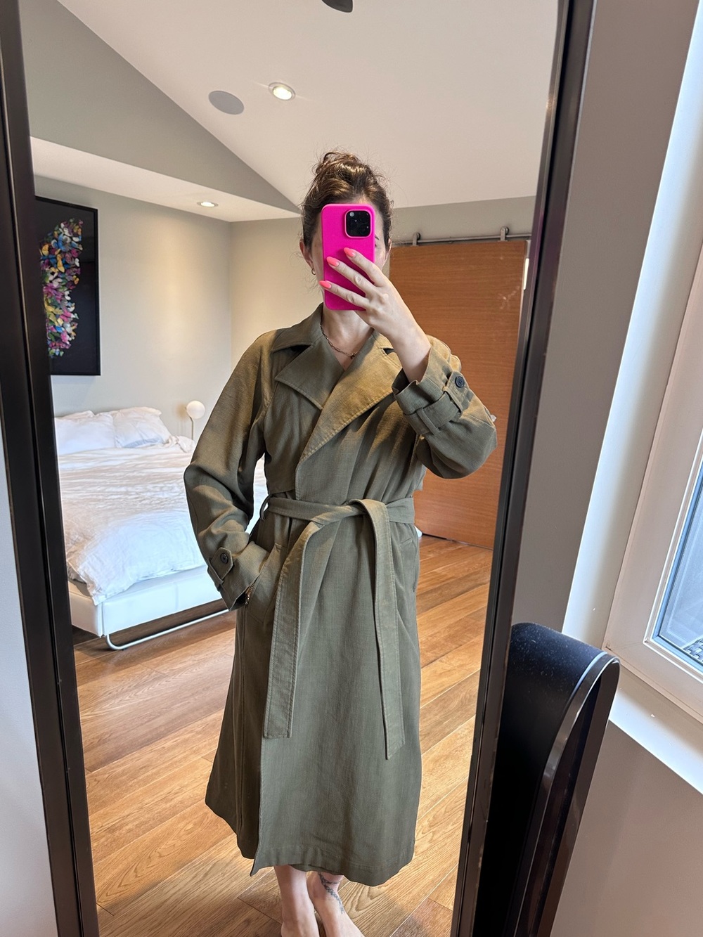Aritzia Babaton Olive Green Trench Coat with Belt oversized